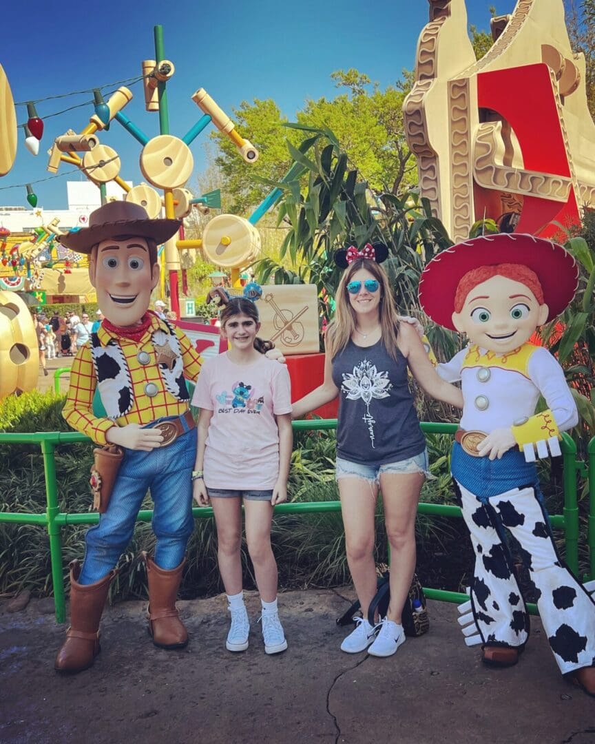 Woody, Jessie, and friends at Disney World.